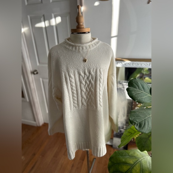 Vintage Sweaters - Vintage 90’s Cream Cowl Neck Oversized Sweater